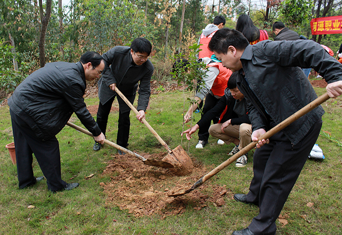 校领导植树现场